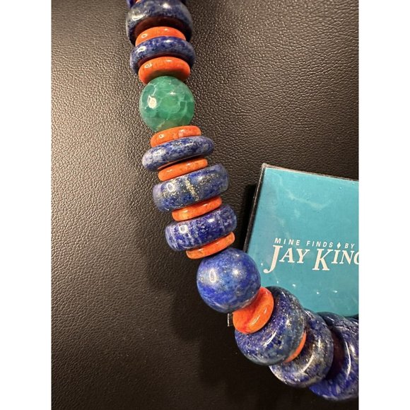 Jay King DTR Desert Rose Trading Sterling Silver Blue Lapis Orange Turq Necklace - Picture 2 of 7